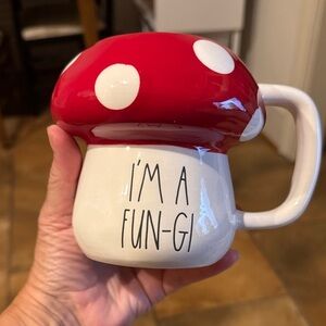Rae Dunn Red and White Fun-Gi Mushroom Mug